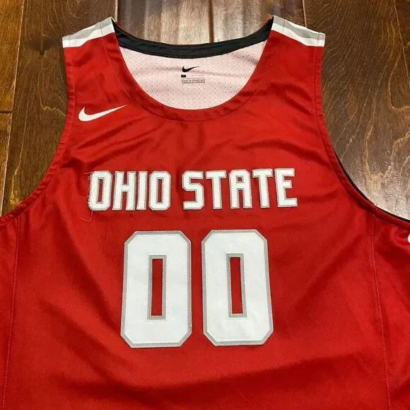 Nike Throwback NCAA Ohio State Buckeyes OSU #00 Basketball Jersey Red Mens Large - Picture 2 of 8